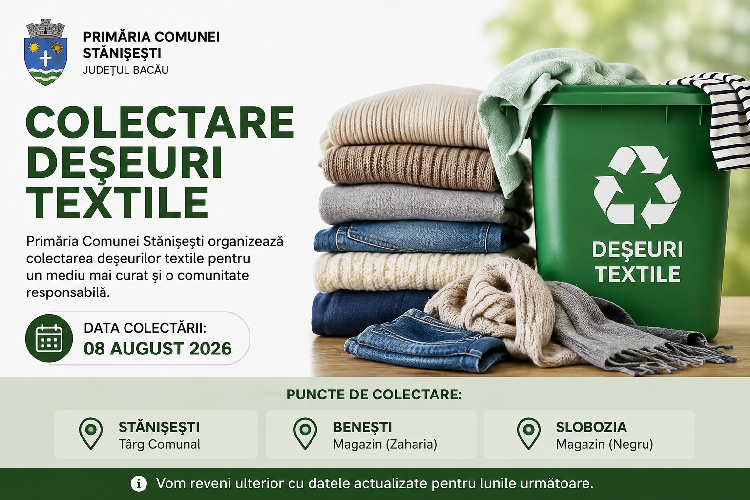 ANUNȚ-COLECTAREA DEȘEURILOR TEXTILE